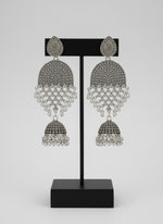 Silver oxidised filigree drop earrings Famaza Couture
