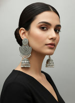 Silver oxidised filigree drop earrings – Famaza Couture
