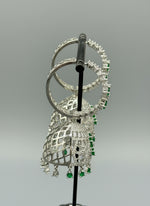 Party wear earrings side and back design is shwoing in the image. Round bali on top and jhumka in the bottom style earrings 