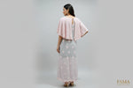 Handmade-Chikankari-Cape-Dress-Luxury-Viscose-pink