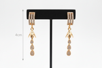 Rose Gold AD Triple-Row Arched Studs with Tiered Teardrop Drops - 4cm Drop length