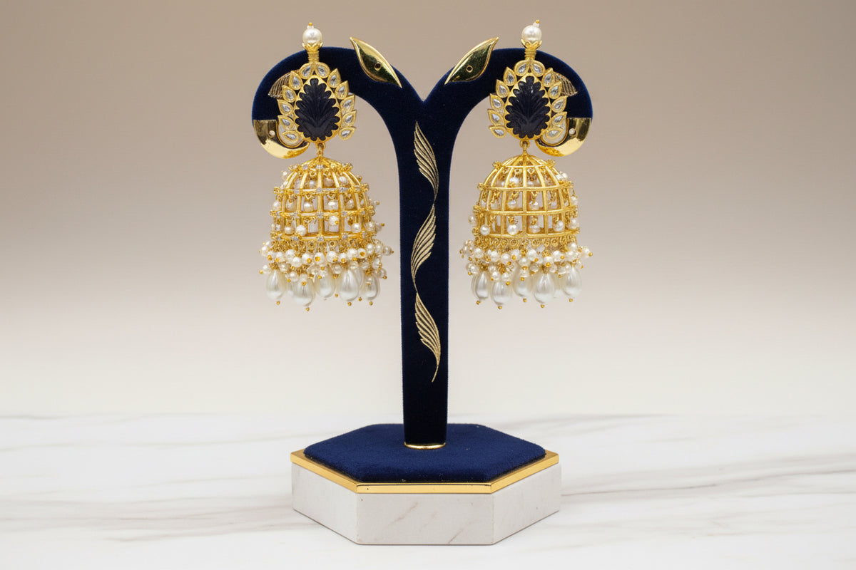 Royal Gilded navy blue Monalisa Stone and Coin Golden