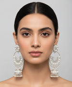 Silver bali earrings with small pearls and small jhumka in the bottom by famaza couture 