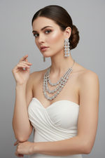 Luxury American Diamond Layered Necklace Set with Earrings | Party Jewellery – Famaza Couture