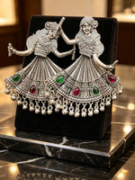 The Pair of German Silver Dandiya Navratri dancing dolls earrings