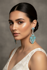 Floral CZ Chandelier Statement Earrings