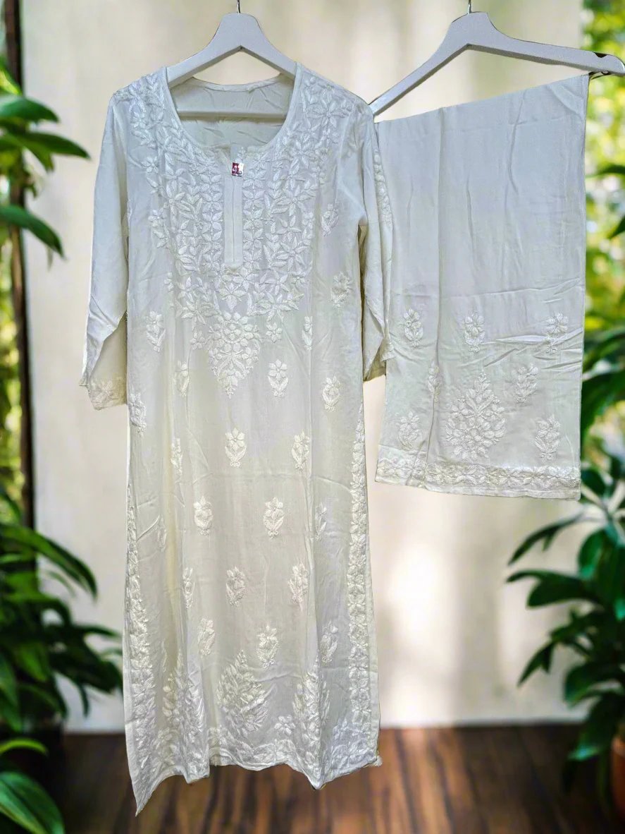 Chikankari -2Pc dress - Kurta/Shirt/Top with Trousers