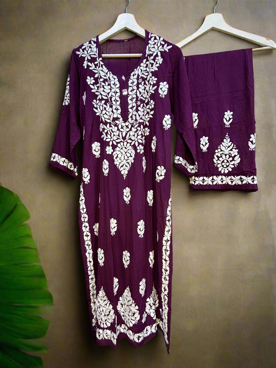 Chikankari -2Pc dress - Kurta/Shirt/Top with Trousers