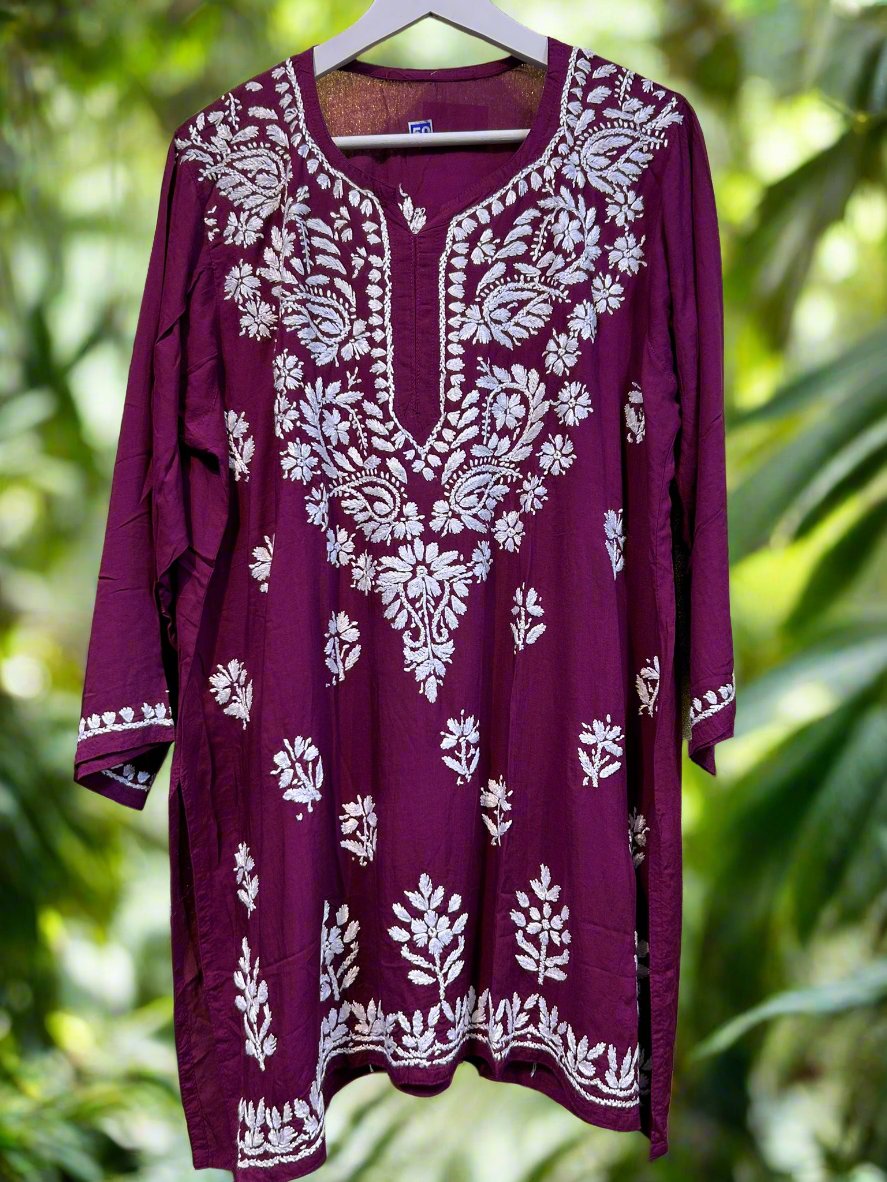 Chikankari Short Kurta/Shirt/Top - Plus sizes