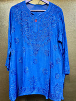 Chikankari Short Kurta/Shirt/Top - Tone to Tone