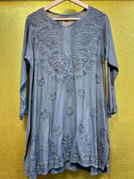 Chikankari Short Kurta/Shirt/Top - Tone to Tone