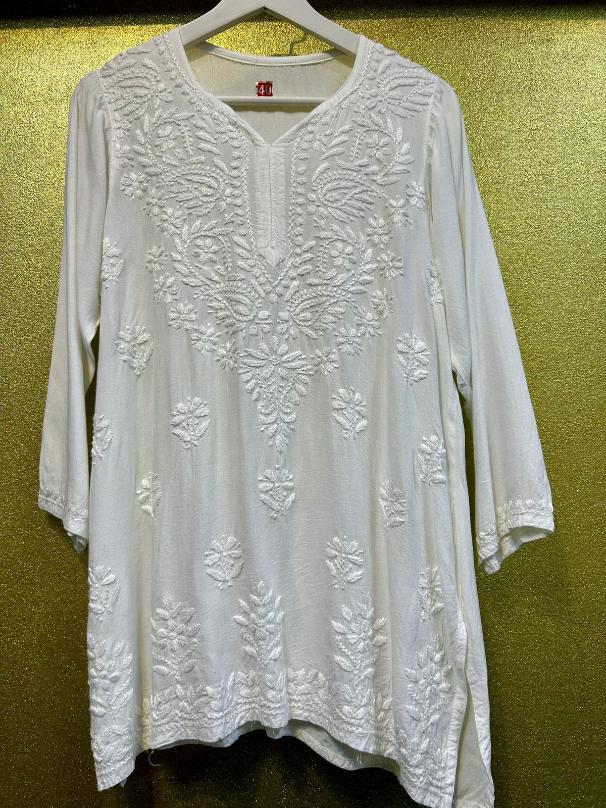 Chikankari Short Kurta/Shirt/Top - Tone to Tone