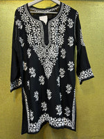 Chikankari Short Kurta/Shirt/Top - White Floral