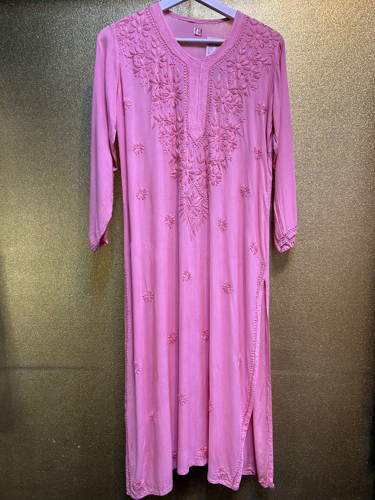 Chikankari Long Kurta/Shirt/Top - Tone to Tone Transition