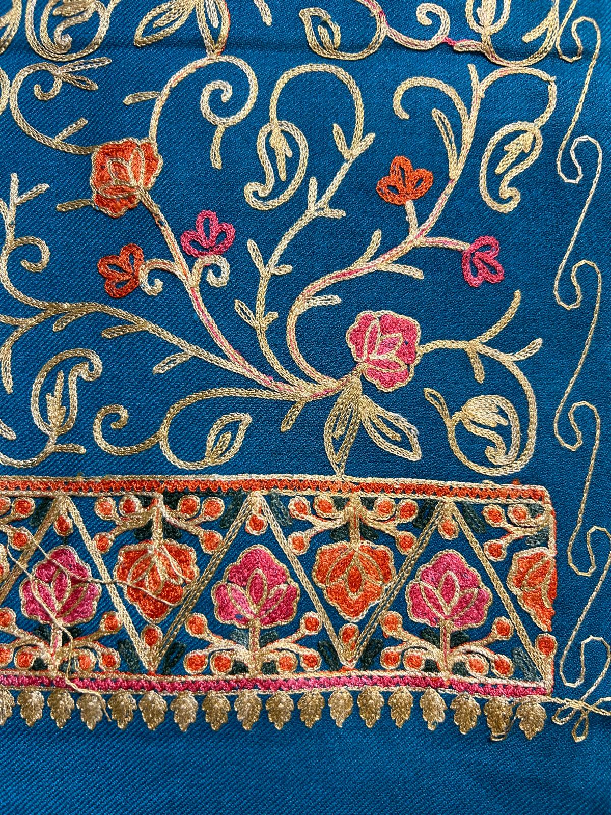 All-over Kashmiri Embroidered Pashmina Scarf/Stole/Shawl