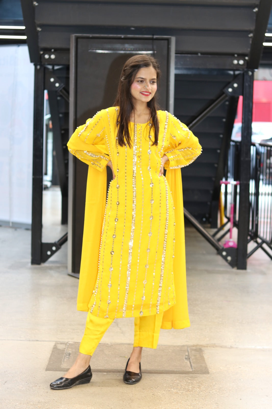 Party Wear Dress - Shan-e-Sheeba - Mango Yellow