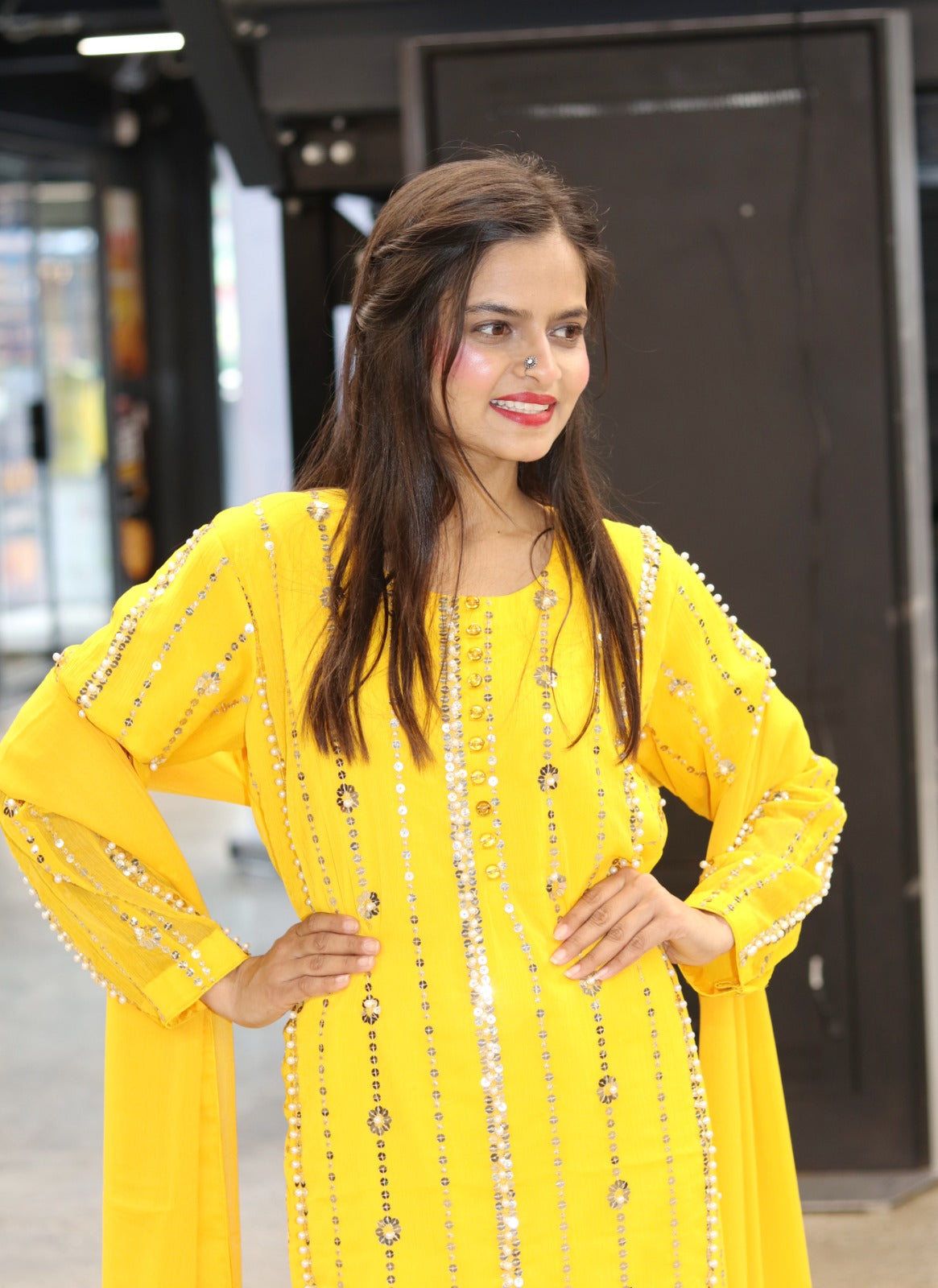 Party Wear Dress - Shan-e-Sheeba - Mango Yellow