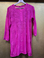 Chikankari Short Kurta/Shirt/Top - Viscose - Ghass Patti work