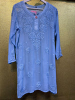 Chikankari Short Kurta/Shirt/Top - Viscose - Ghass Patti work