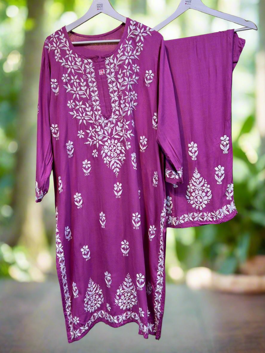 Chikankari -2Pc dress - Kurta/Shirt/Top with Trousers