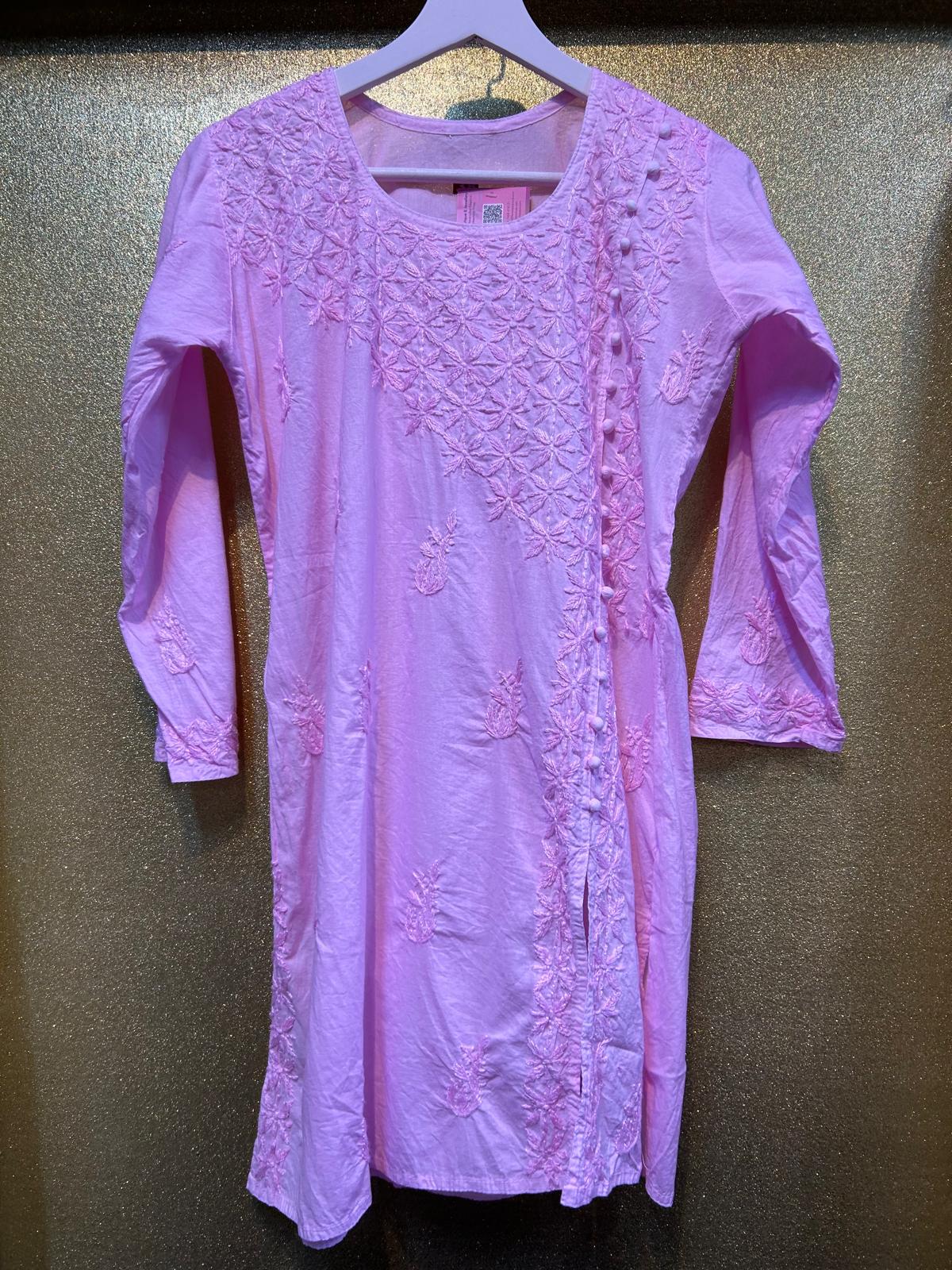 Chikankari Short Kurta/Shirt/Top - Angrkha Pattern