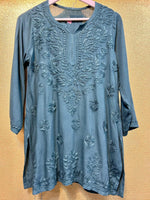 Chikankari Short Kurta/Shirt/Top - Tone to Tone