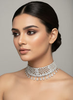 White_stones_American_dimonds_choker_necklace on a dummy by famaza couture 