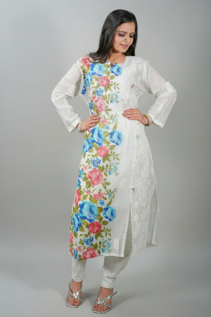 Woman wearing a floral dress