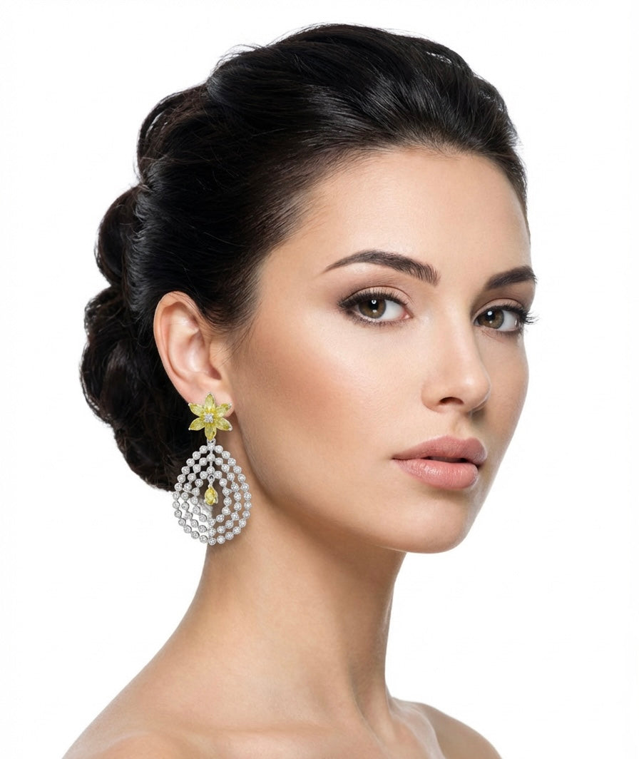 american diamond jhumka earrings silver bridal