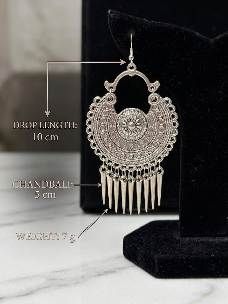 The Roopal Antique German Silver Chandbali Earrings