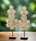 american dimond white stone with sliver plated earrings by famaza couture 