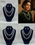 Premium party wear jewellery set for women – antique only silver and silver with green stone jewellery by Famaza Couture.