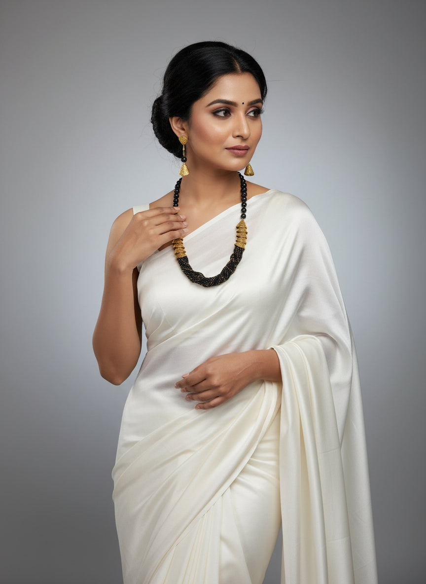 black braided mala necklace jewellery set with gold accents and matching earrings by famaza couture 