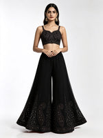 black georgette sharara with chikankari embroidery. 