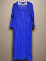 blue chikankari viscose long kurti