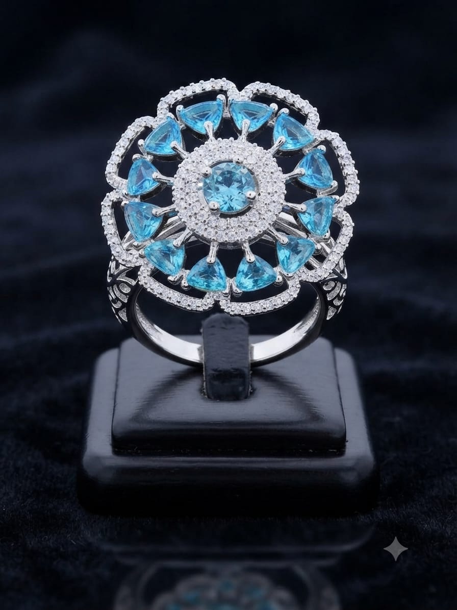 The Omaim Imperial Radiant American Diamond Statement Ring