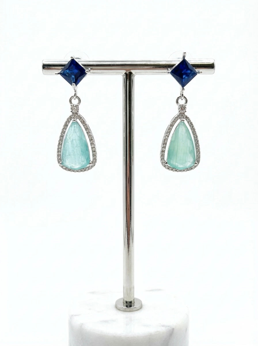 blue and sea green foam stone earrings. 