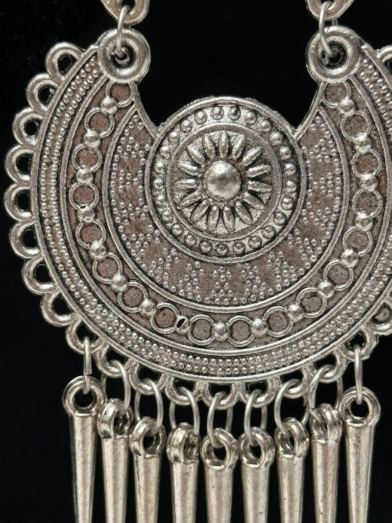 The Roopal Antique German Silver Chandbali Earrings