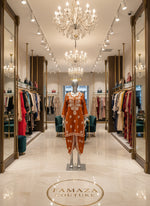 Chikankari kurti with dhoti pants set in brown