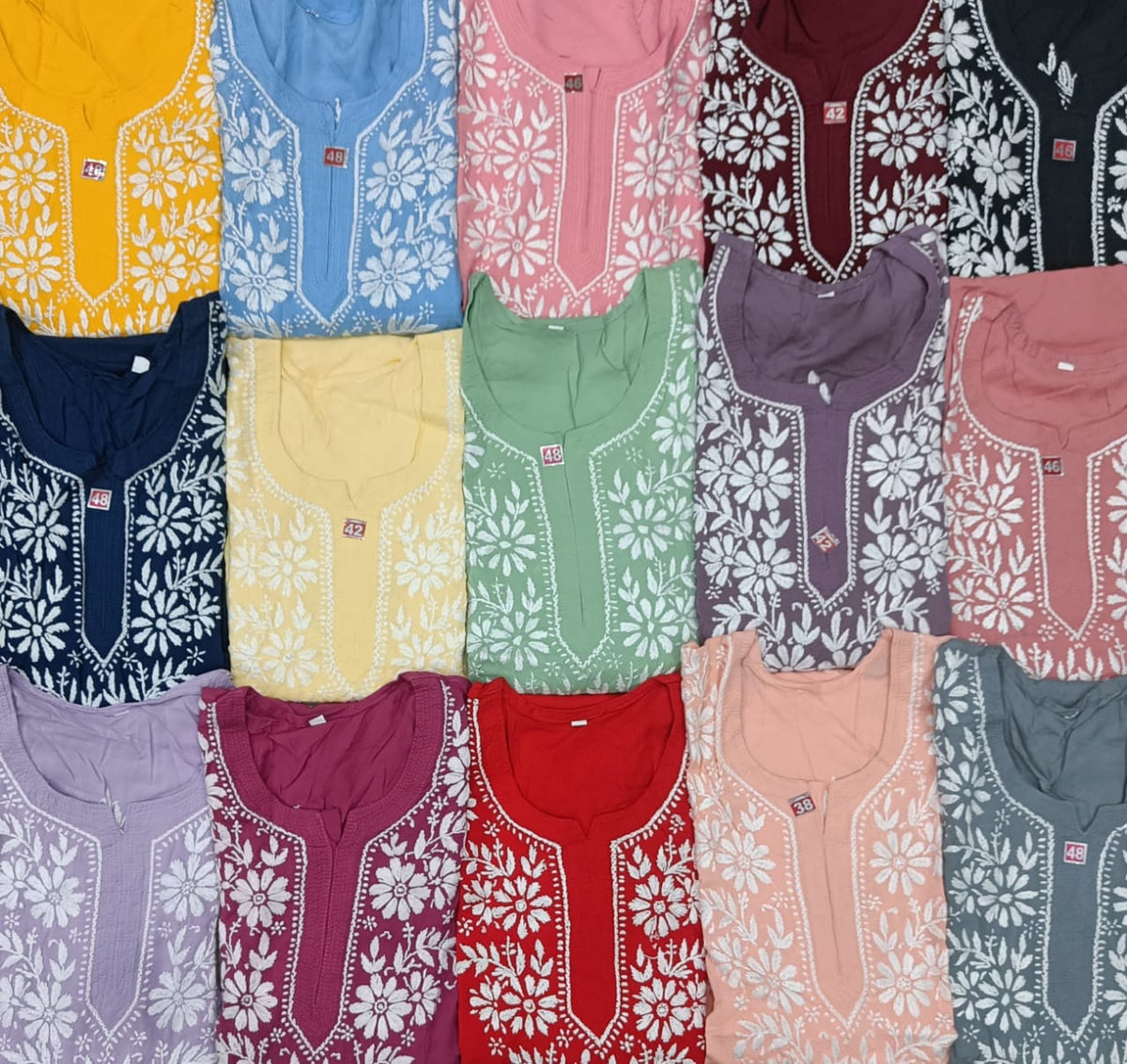 chikankari kurti modal ghass patti booti embroidery sample colours