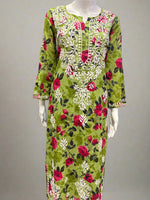 Chikankari Kurti Palazzo Set in Printed Mul Cotton on Mannequin Close up View