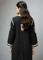 rear view of Chikankari kurti in dhoti pants set in black