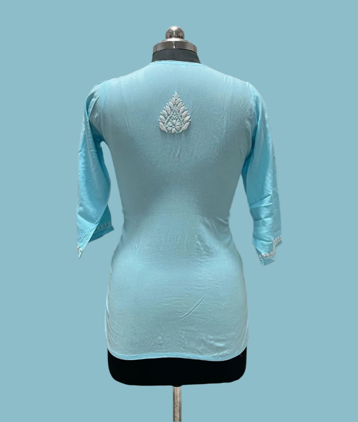 Rear view of Chikankari short kurti
