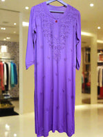 chikankari kurti tone on tone lavender
