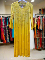 chikankari kurti tone on tone mustard