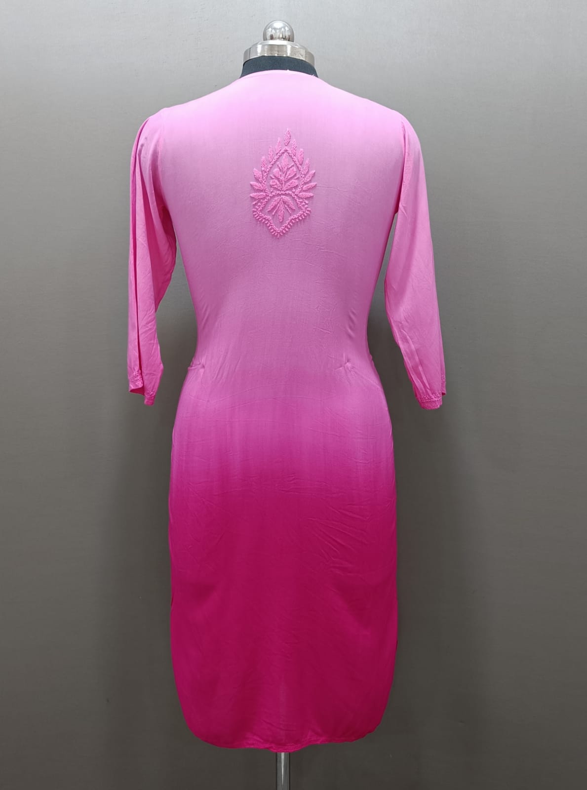 chikankari kurti tone on tone rear view