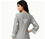 Chikankari Naira Kurti Top | Short Indian Shirt | Famaza couture