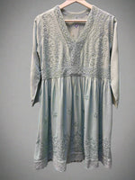 Froze Chikankari short kurti dress with Ghass Patti work