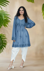 Chikankari Kurti Frock Style | Indian Top for Women | Famaza Couture