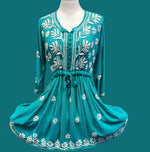 chikankari short kurti frock style red spread
